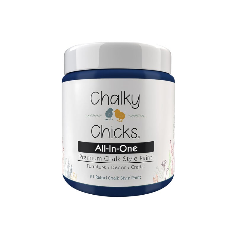 Chalky Chicks All-in-One Chalk Paint for Furniture or Cabinet - 16 Fl Oz - Matte Finish DC Blue Navy Blue for Metal, Wood Furniture Paint - No Sanding All-in-One for Home Decor & Crafts, USA Made - Image 1